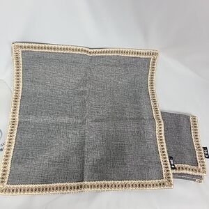 NEW “Home Is Gorgeous” Pillow Cover Set Light Gray w/ Burlap Accents Zip Closure